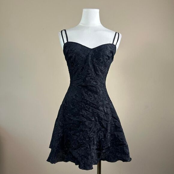 Vintage 90s Gold Label Victoria’s Secret Black Romantic Whimsigoth Slip Dress - Picture 1 of 4